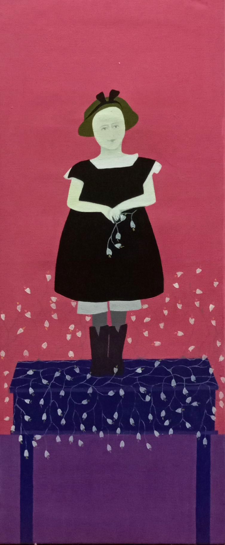 2024 La cursi del fondo rosa 65x27 Óleo sobre lienzo